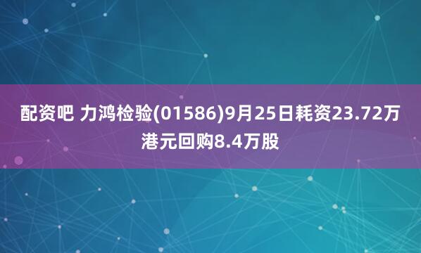 配资吧 力鸿检验(01586)9月25日耗资23.72万港元回购8.4万股
